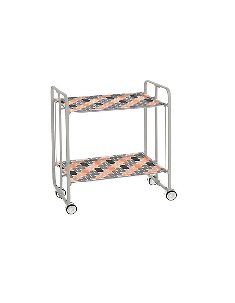 Desserte pliante BAUHAUS avec roulettes, Structure grise, 2 niveaux, 4 positions