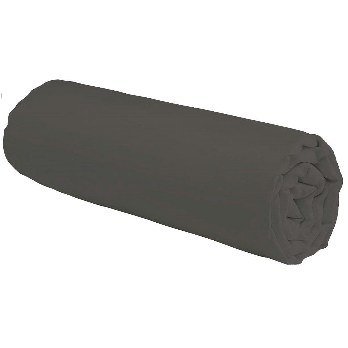 COTON UNIS - Drap housse coton  uni gris 90x200cm