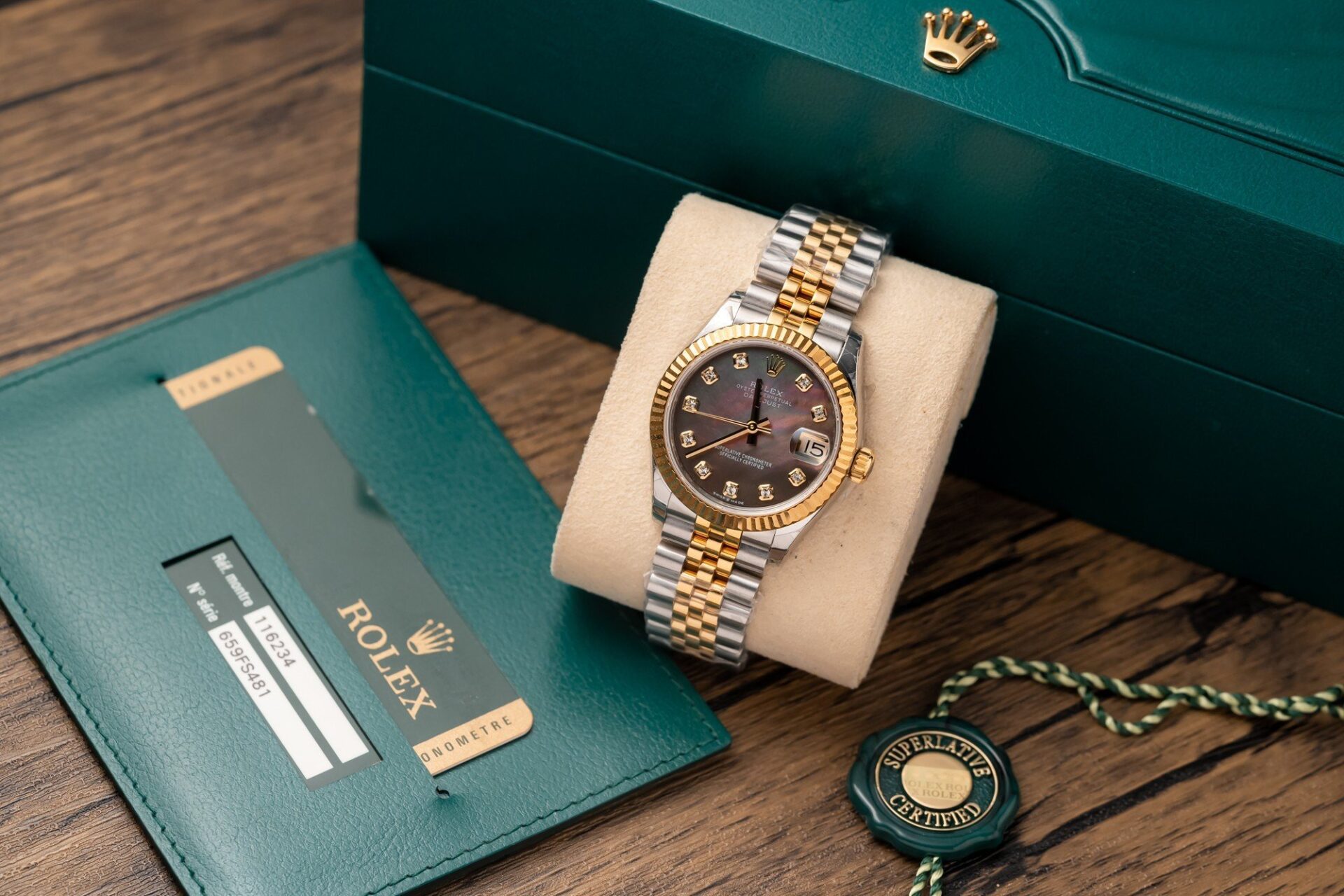 Rolex Datejust 278273 SS/YG Plated Dark MOP Dial CZ Diamonds 31mm Jub AAA Replica