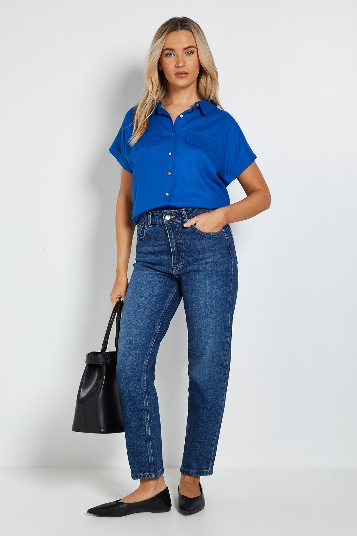 Dorothy Perkins Button Up Roll Sleeve Blouse