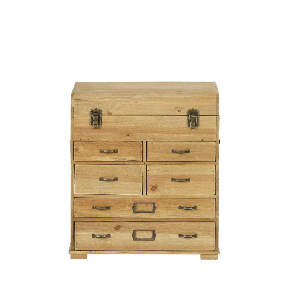 MARTIGUES - Petit meuble de rangement coffre 6 tiroirs en sapin