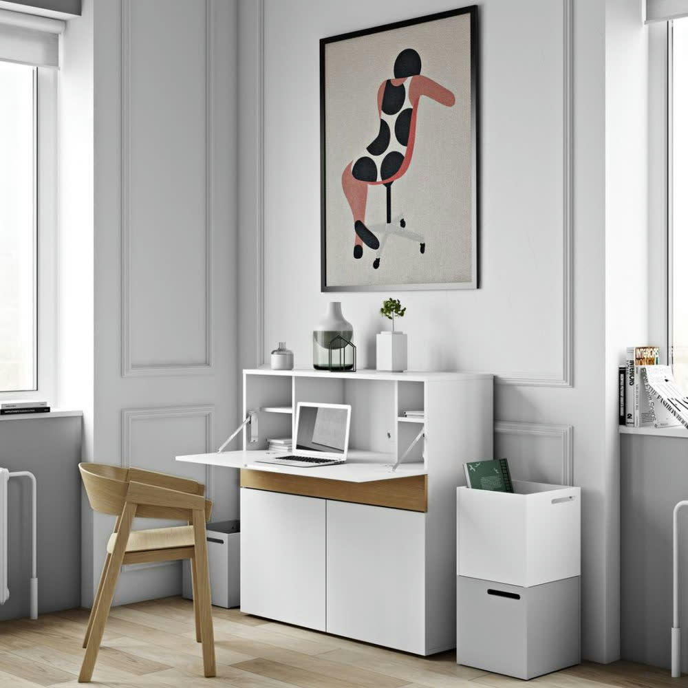 FOCUS - Bureau effet bois blanc et chêne naturel