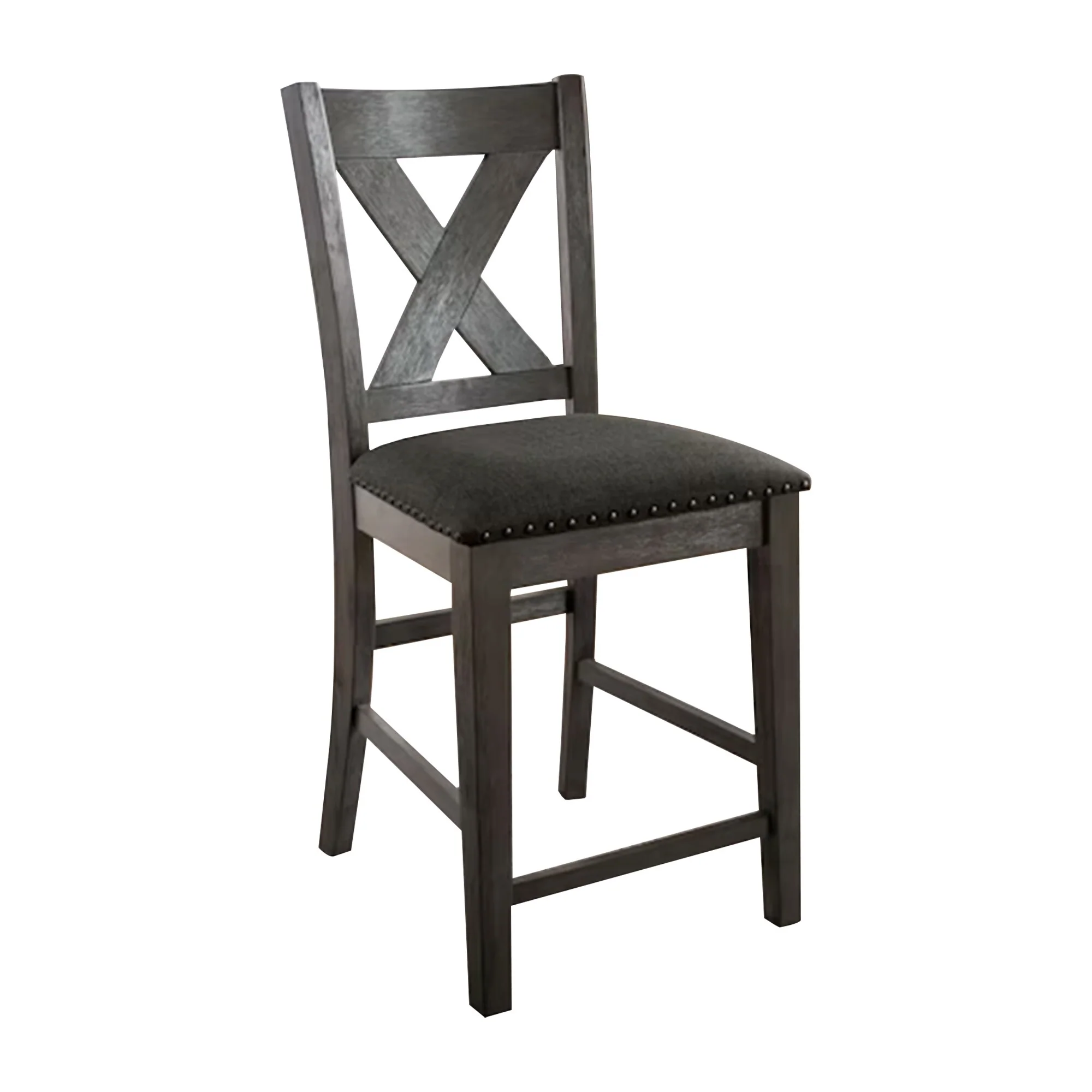 Liam 5pc Counter Height Table Chairs Set, Shelf, Gray Faux Leather