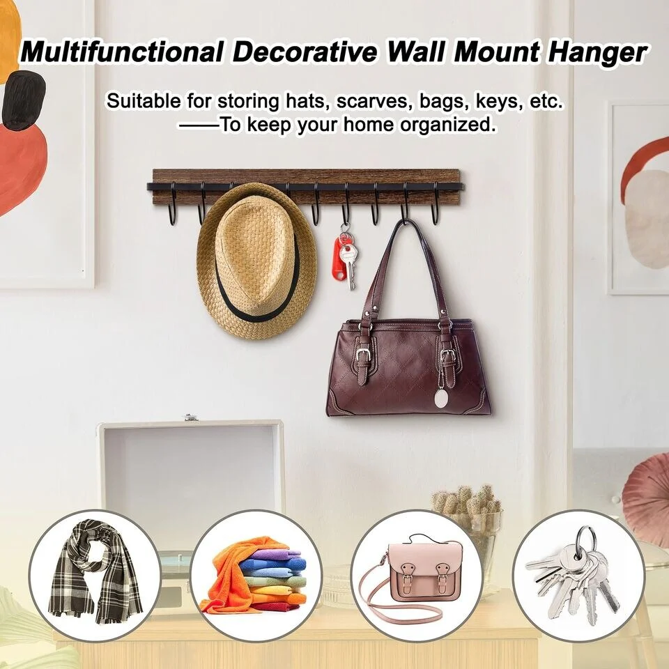 Wall-Mounted Retro Wooden Baseball Cap Rack