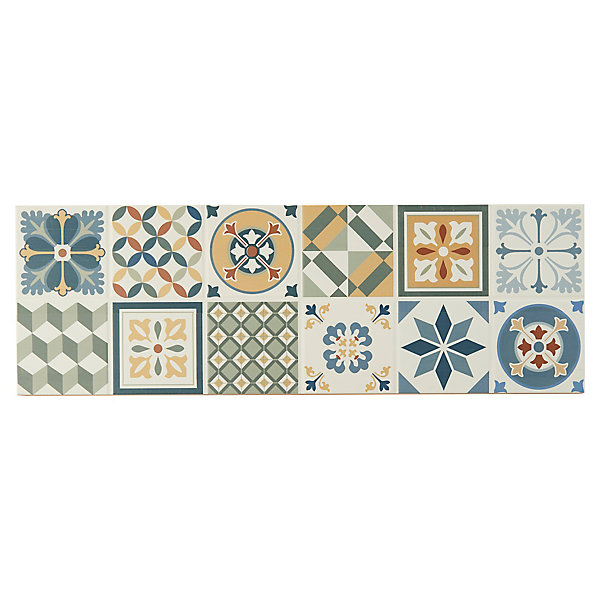 Faïence murale effet carreaux de ciment tons beiges et bleus L.60 x l.20 cm x ép.8,3 mm, Konkrete