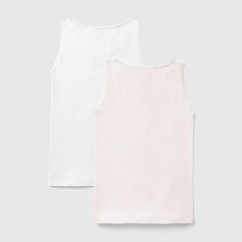 Two tank tops in stretch cotton