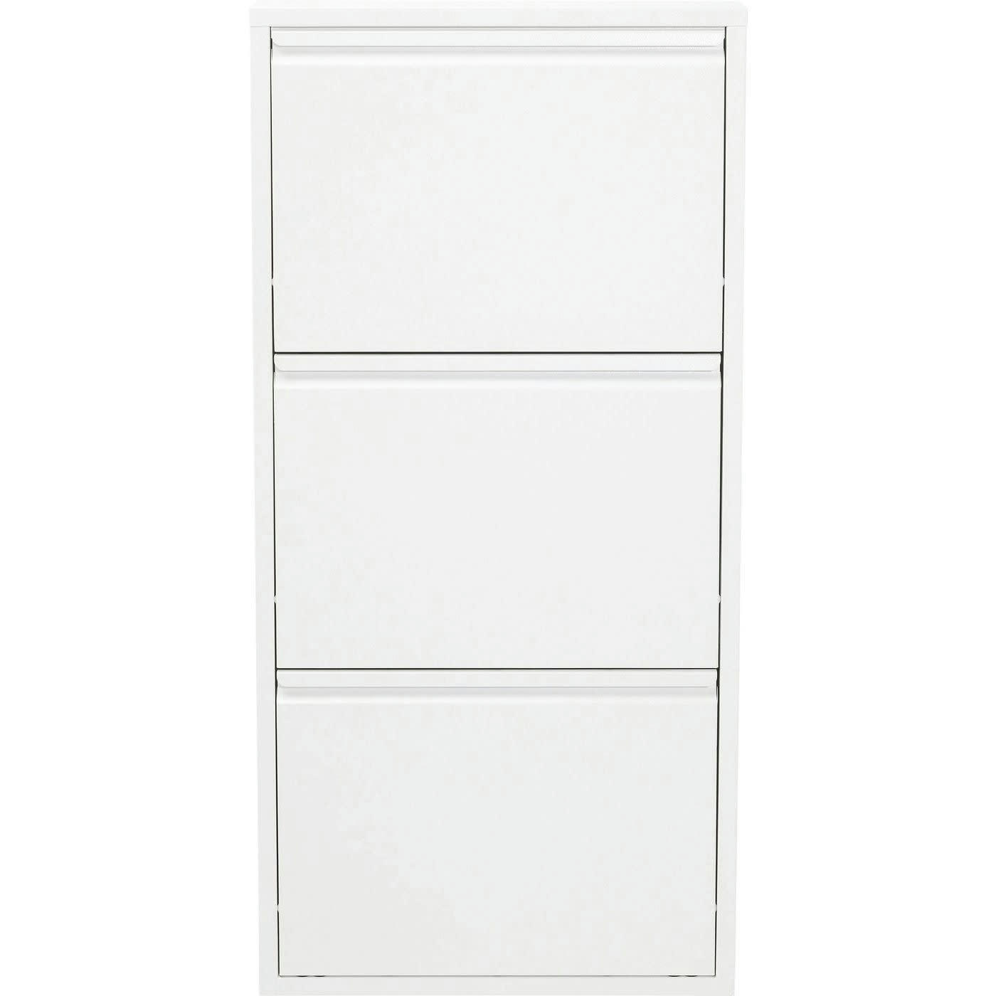 CARUSO - Casier à chaussures 3 tiroirs en acier blanc