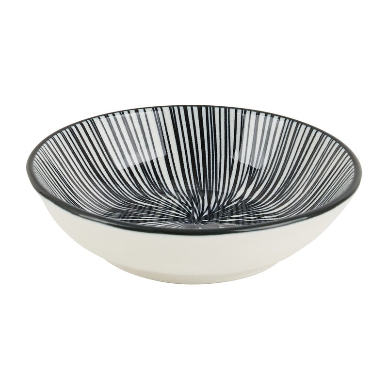 Tapas sausschaaltje Sevilla - zwarte lijnen - &Oslash;9x2.5 cm