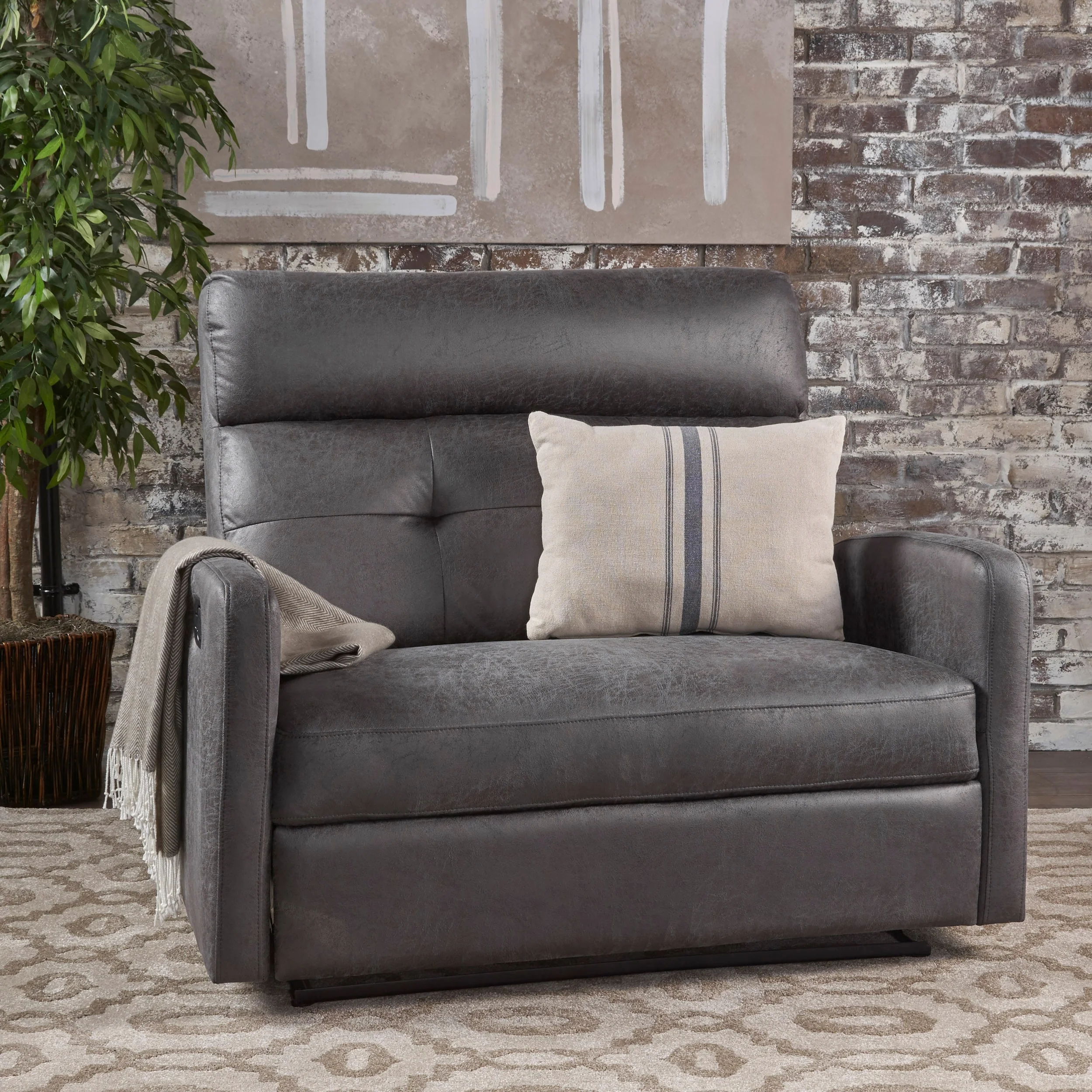 Halima Microfiber 2 Seater Recliner Chair by Christopher Knight Home