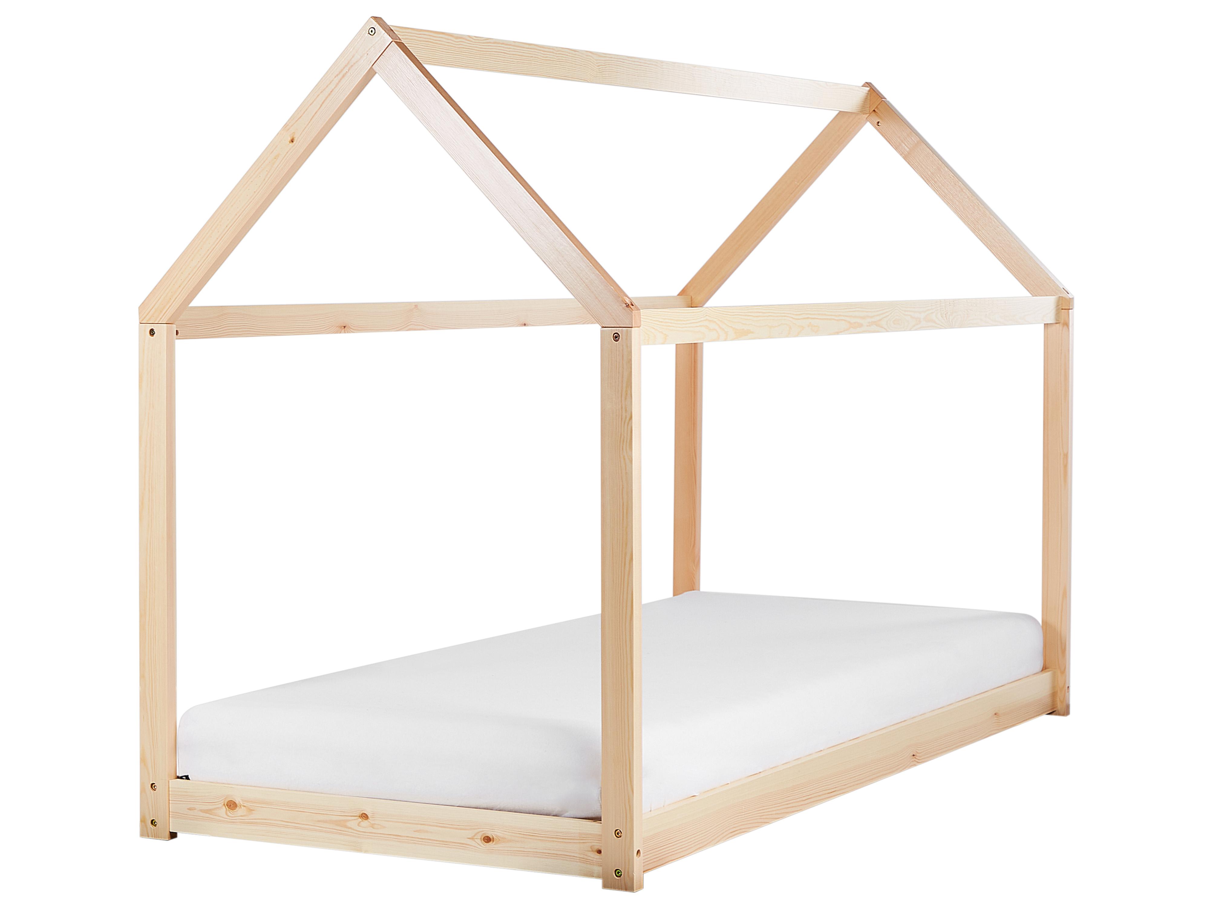 Kids Bed House Pine Wood TOSSE 90 x 200 cm (EU Single) Light Brown