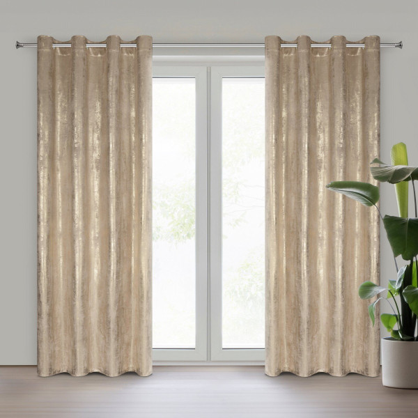 Zasłona welwetowa Renia beż 140X250 cm na przelotkach z elegancją