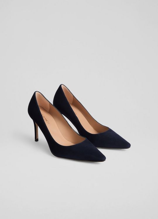 New Floret Navy Suede Pointed Toe Courts