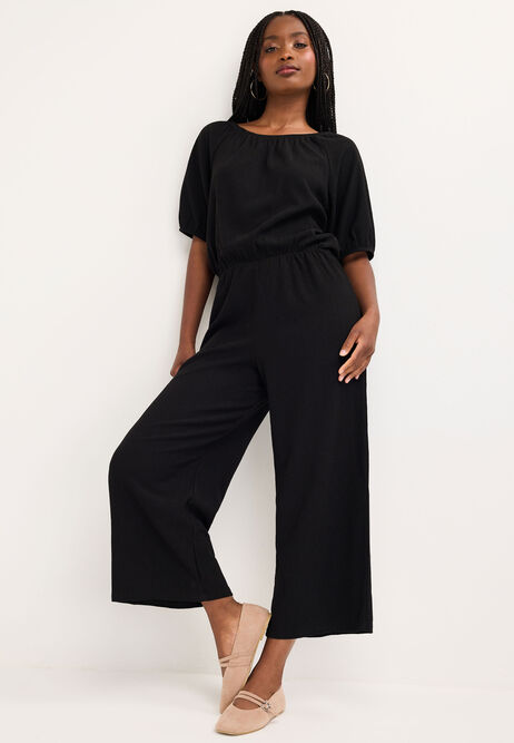 Womens Black Square Neck Jumpsuit