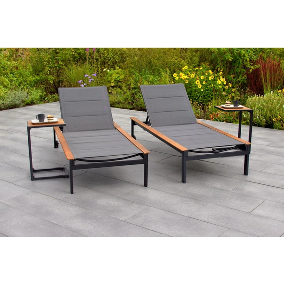 Gartenliegen-Set »Paxos«, 4-tlg., Akazie/Aluminium, grau