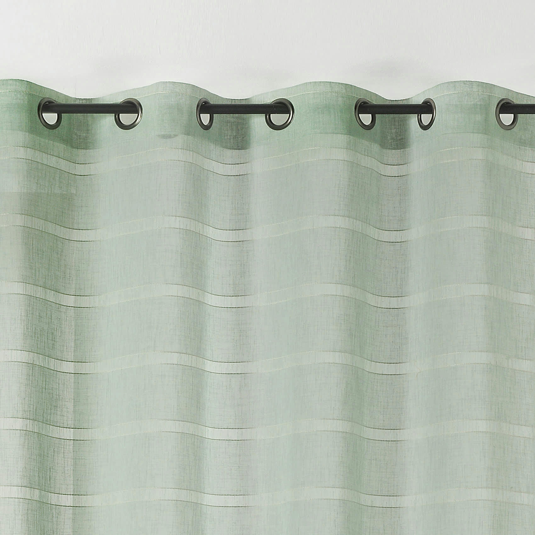 - Voilage rayé et tamisant cordelette polyester vert clair 140x250 cm
