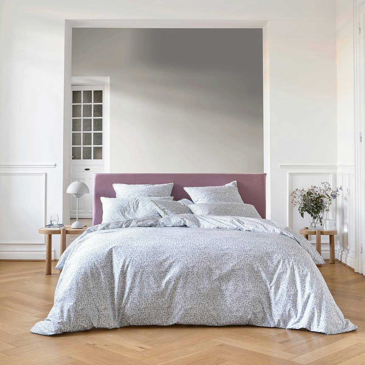 RUBAN - Housse de couette percale bleu clair 200x200 cm