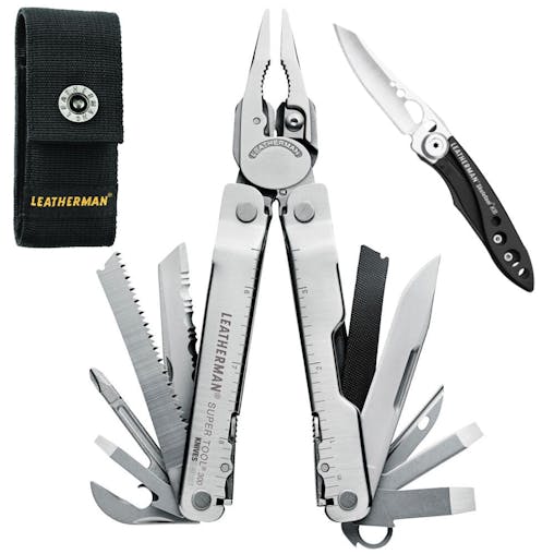 Leatherman Supertool 300 Stainless Multi-Tool & Nylon Sheath & Skeletool Kbx