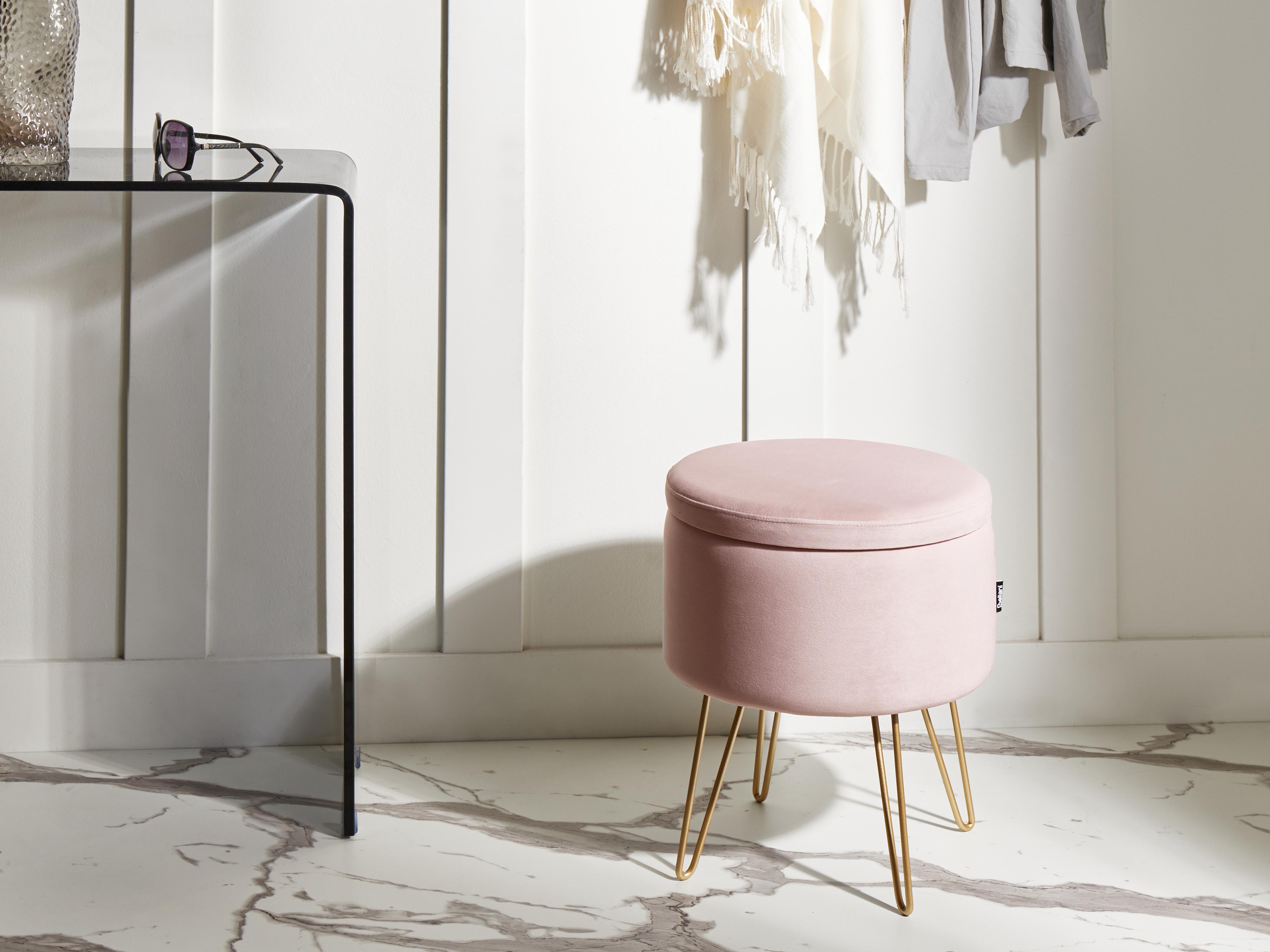 Storage Pouffe SILAS Velvet Pastel Pink