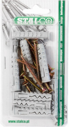 Kołek rozporowy z wkrętem do drewna z z nacięciem krzyżowym R koszulka: ø6x30mm , wkręt: ø3,5x30mm 24szt STALCO BR-.6/3.5*30