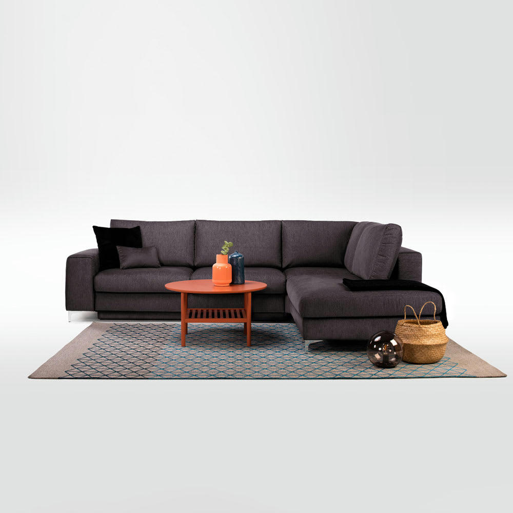 FIESOLE - Canapé 4 places tissu angle droit gris foncé