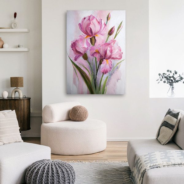 Feeby Obraz na płótnie, Irysy Kwiaty Różowy 40x60