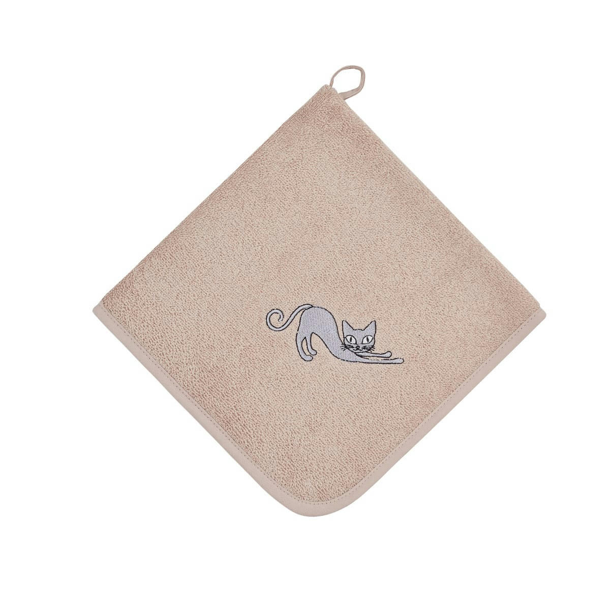 YOGI CAT - Lot de 3 torchons  carrés en coton  sable