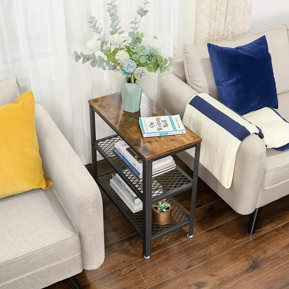 Parya Home - Kleine Houten Bijzettafel - Bruin & Zwart