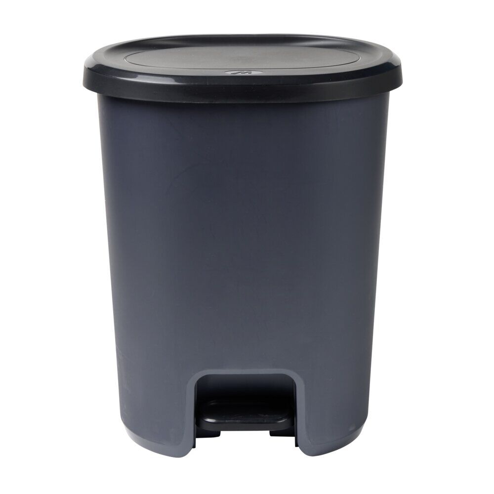 Poubelle à pédale 27L plastique noir et gris foncé 37x30xH46cm