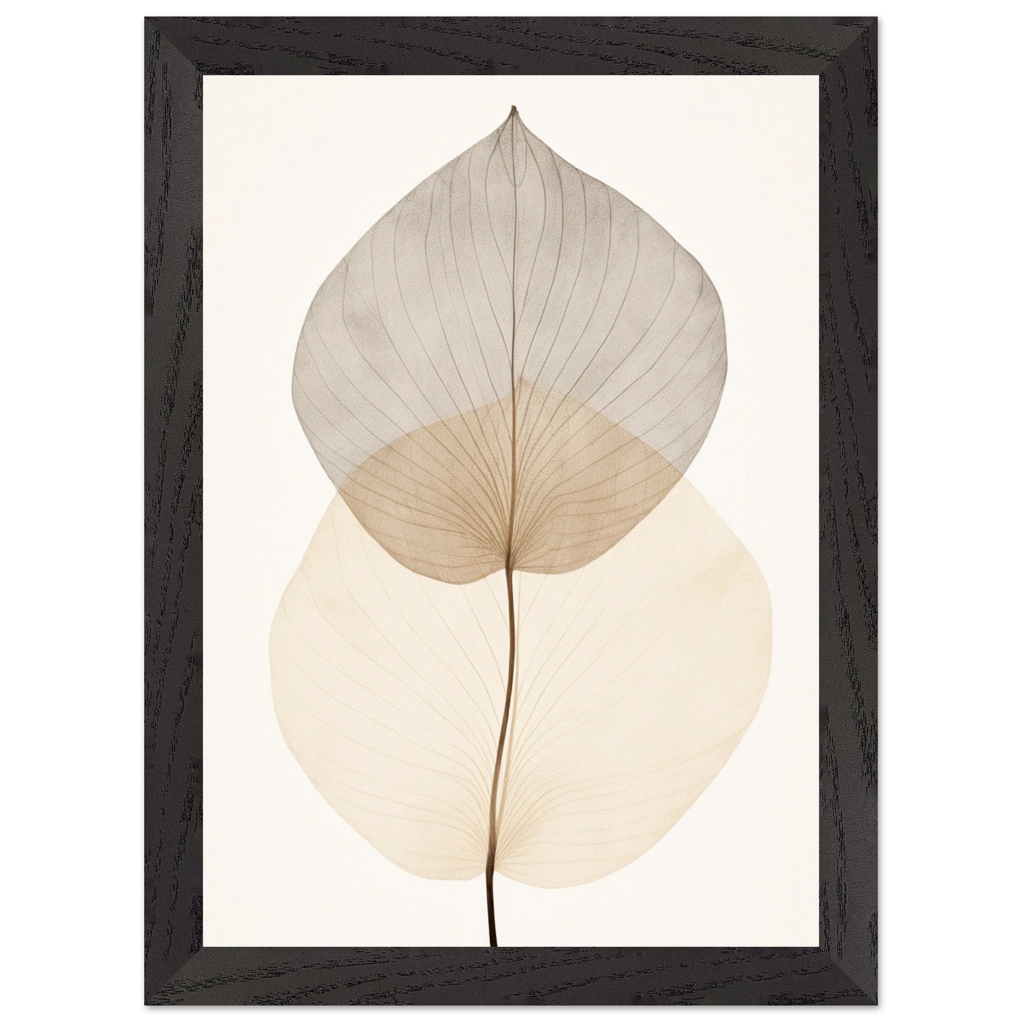 Artfulprints Poster met Lijst Japandi leaf  - A4 21x29.7 cm - Taupe