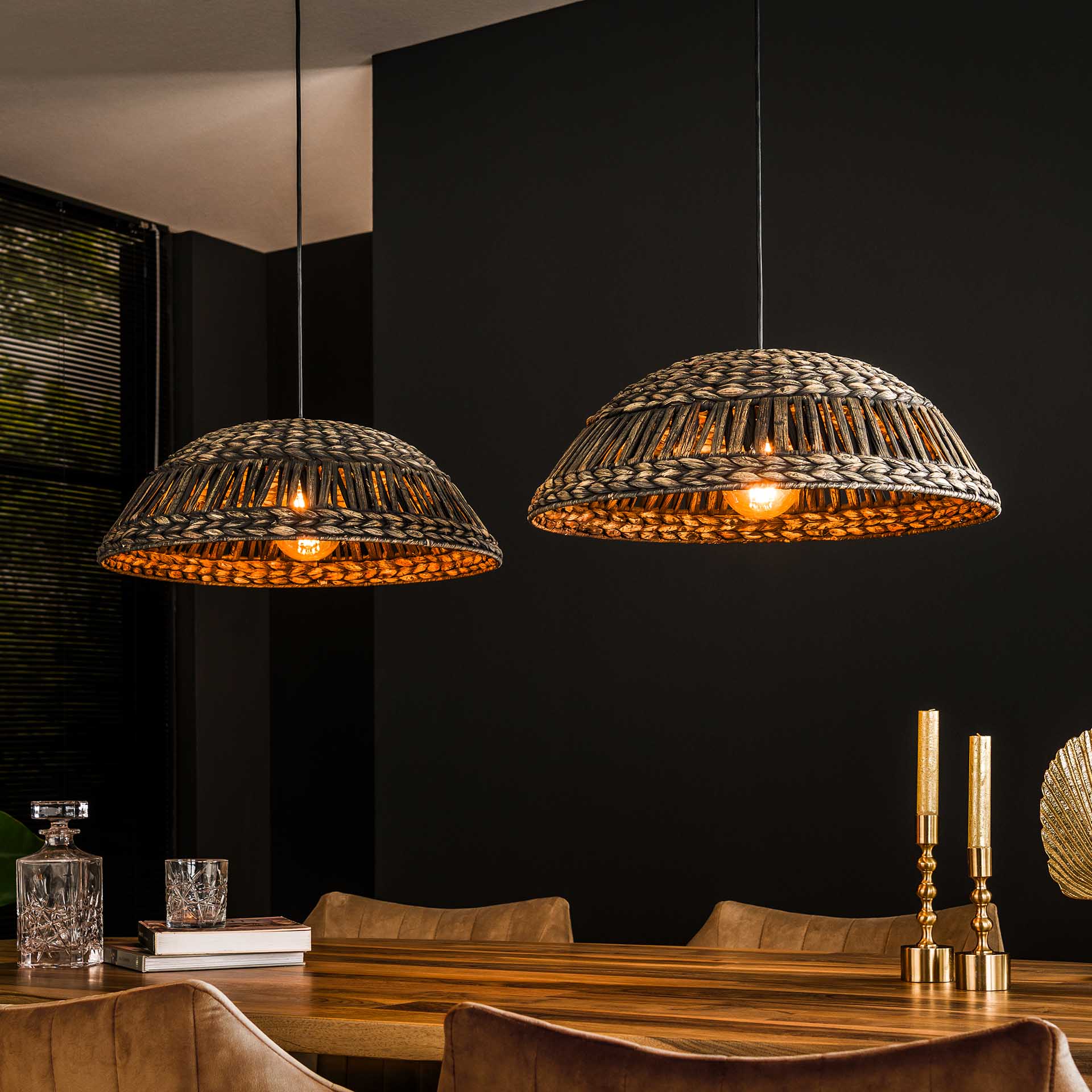 by fonQ Gina Hanglamp - Koepel - Zwart/Nikkel