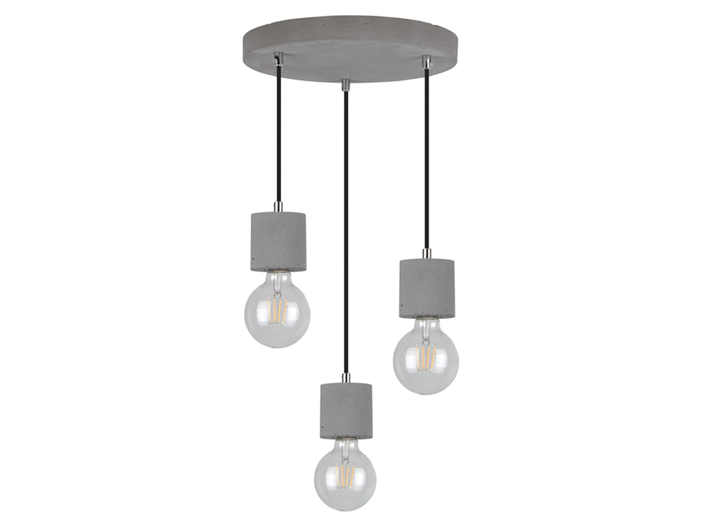 Lampa wisząca Strong Round 3-punktowa betonowa szara