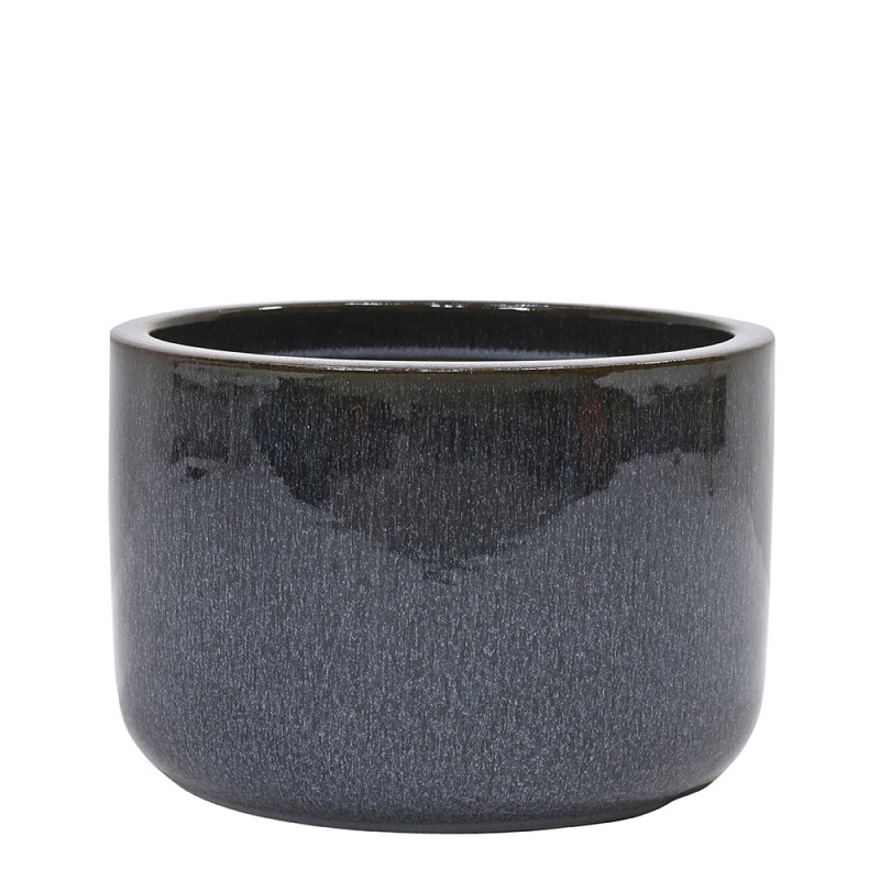 Pot en terre cuite Glazed noir fumé Ø 24,5 x 16,5 cm