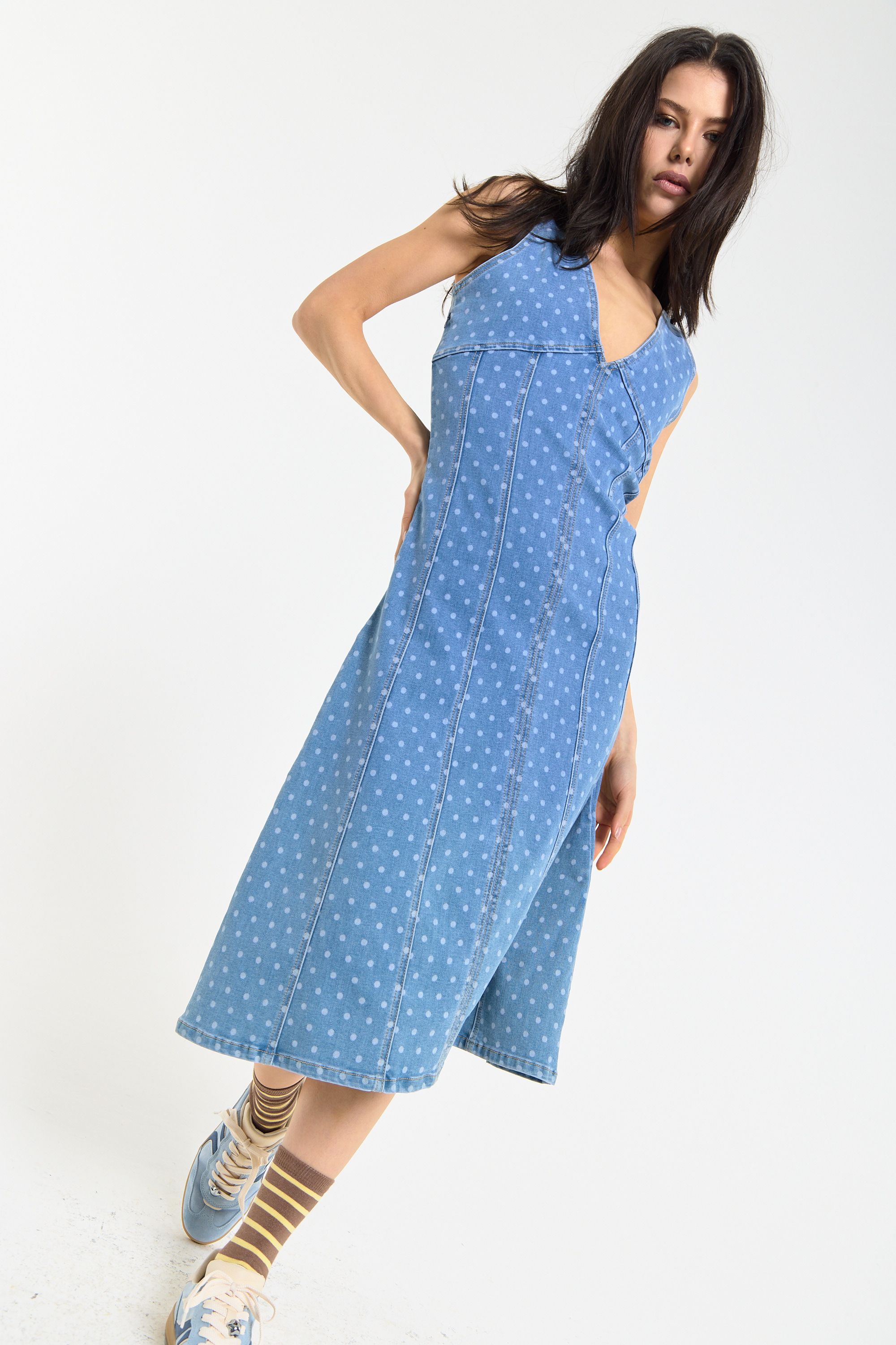 House of Holland Denim Spot Midi Dress