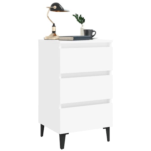 NNEVL Bed Cabinet with Metal Legs White 40x35x69 cm
