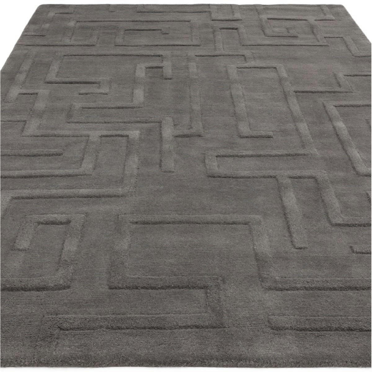 ZEMA - Tapis de salon en laine gris anthracite 200x290 cm