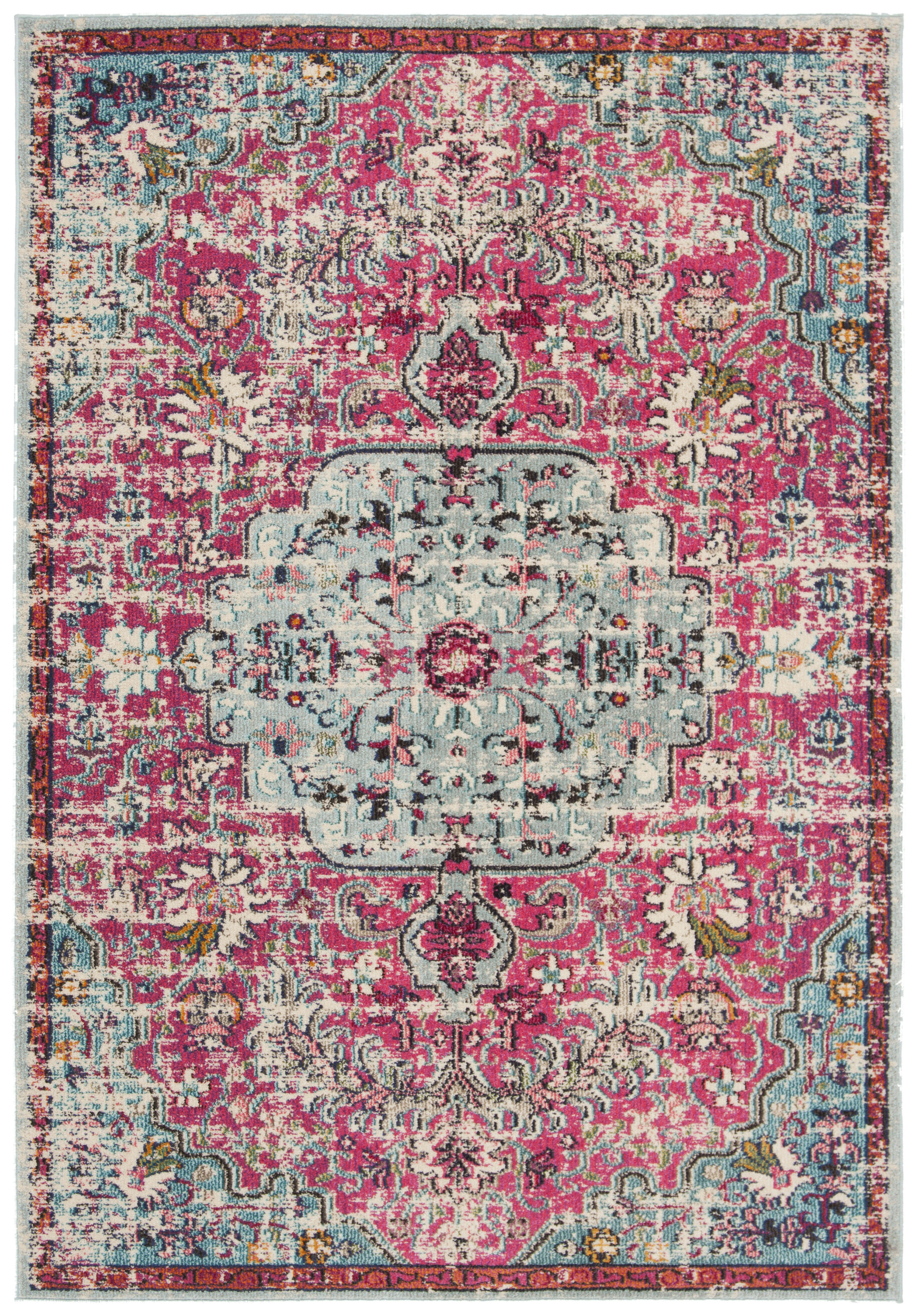 MADISON - Tapis de salon interieur en fuchsia & sarcelle, 160 x 229 cm