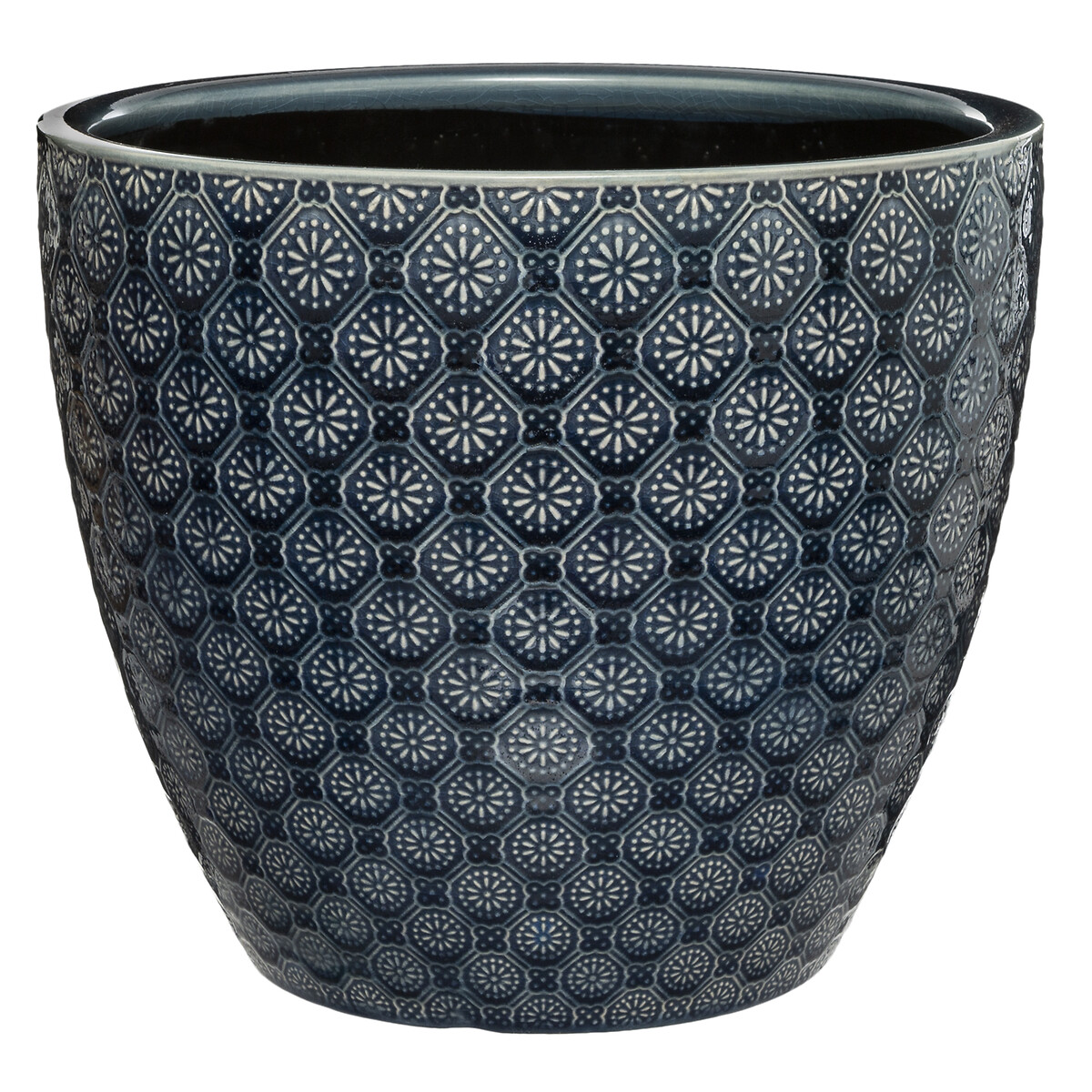 Vaso azul flor em cerâmica 23cm