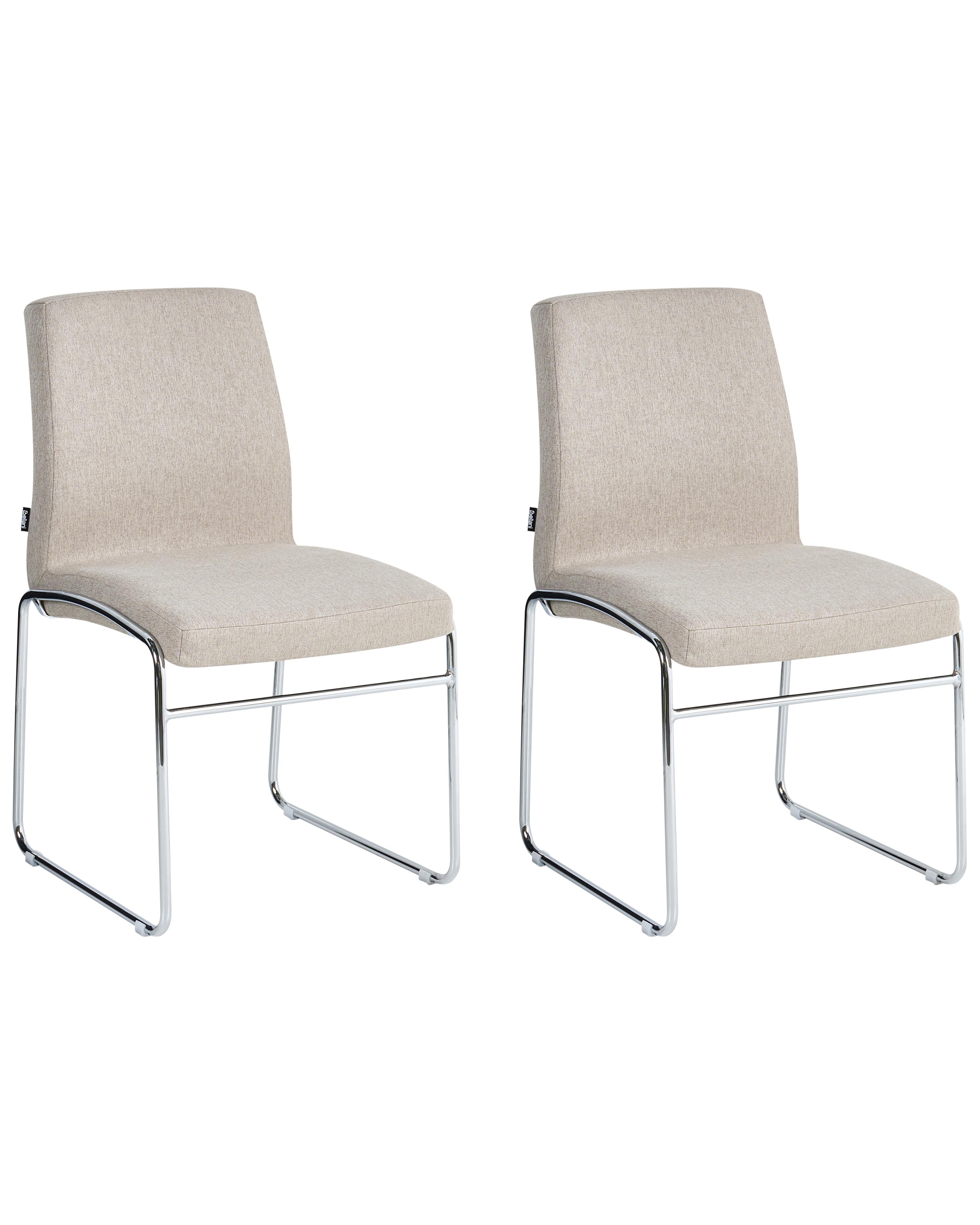Set of 2 Dining Chairs LECCO Fabric Beige