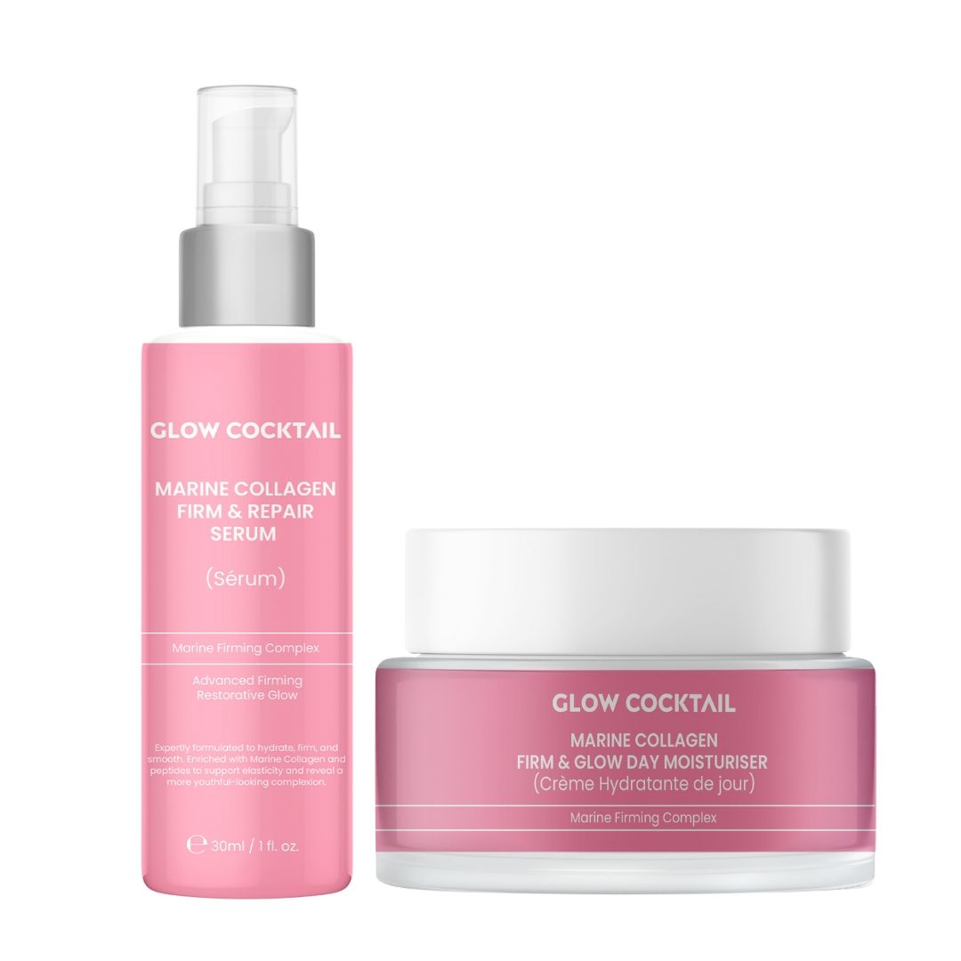 GlowCocktail London Glow- Marine Collagen Firm & Repair Serum 30ml   Marine Collagen Firm & Glow Day Moisturiser 50ml