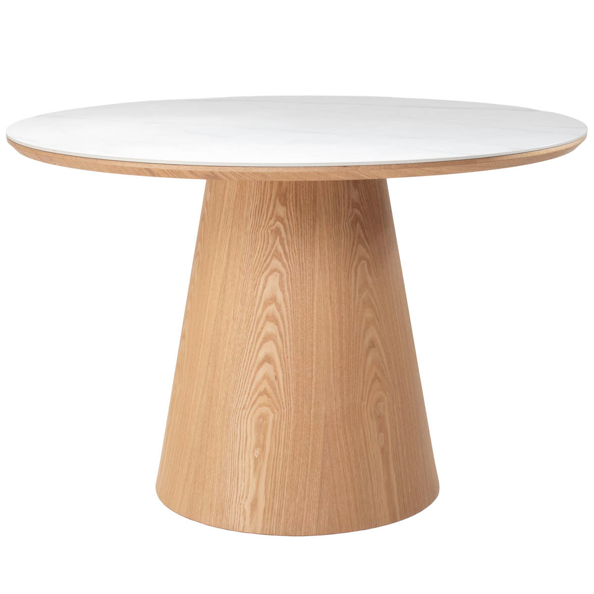 Giga Meubel Eettafel Alba - Wit Keramiek/Naturel - Ø115x77cm
