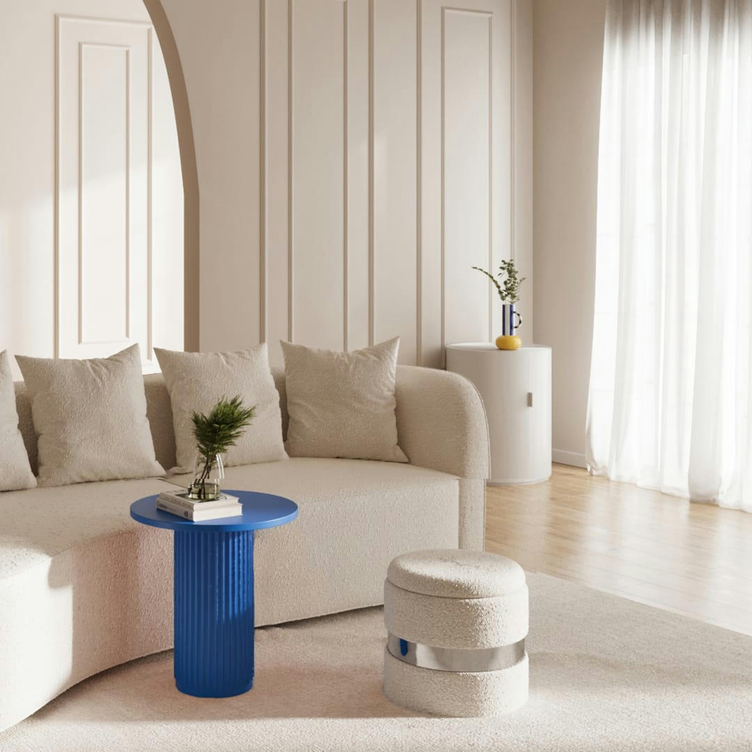 PIVOINE - Table d'appoint ronde cannelée