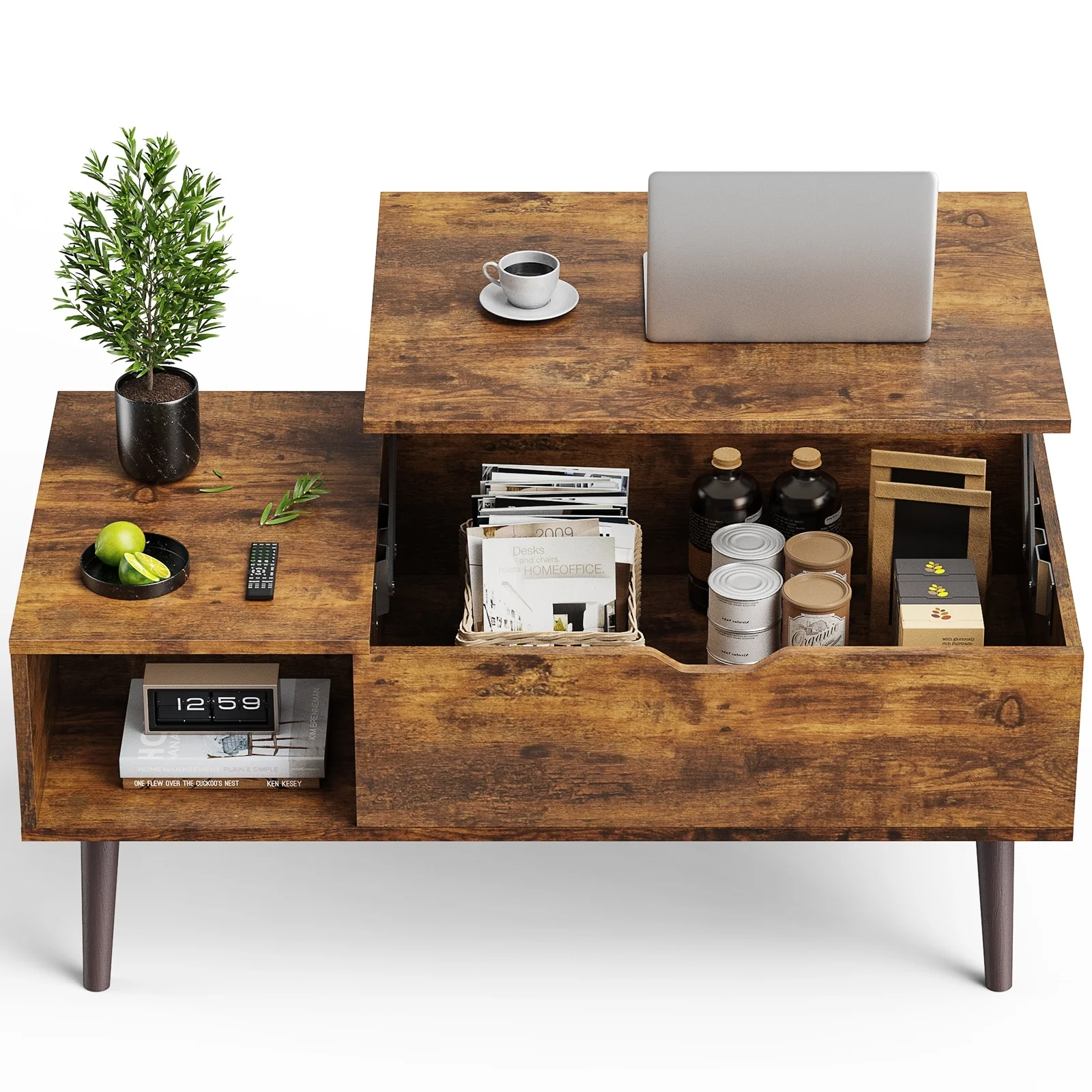 Sweetcrispy Lift Top Coffee Storage Wood Tables