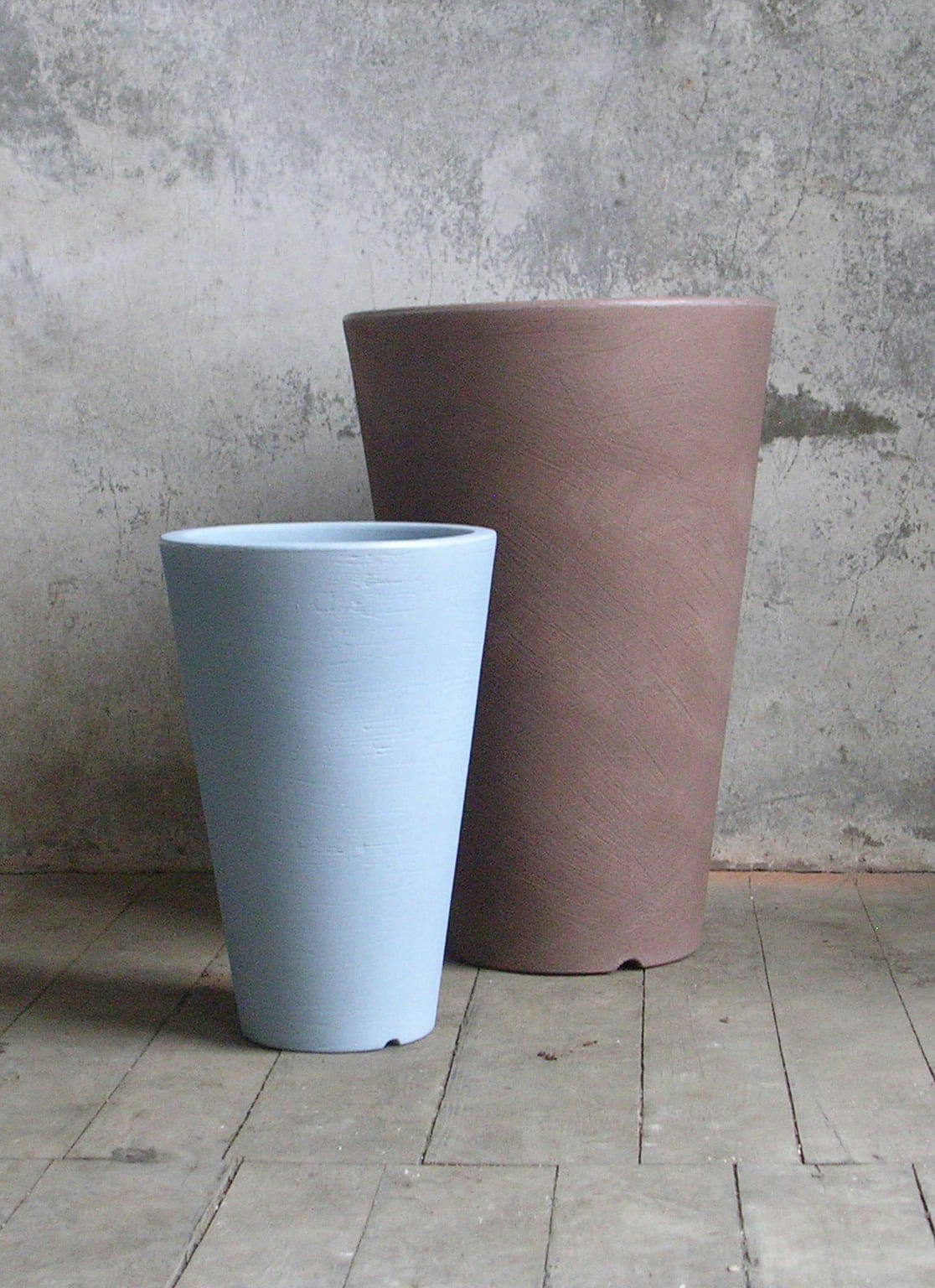 LISCIO SIENA - Pot à fleur en résine recyclable bleu provence D40cm