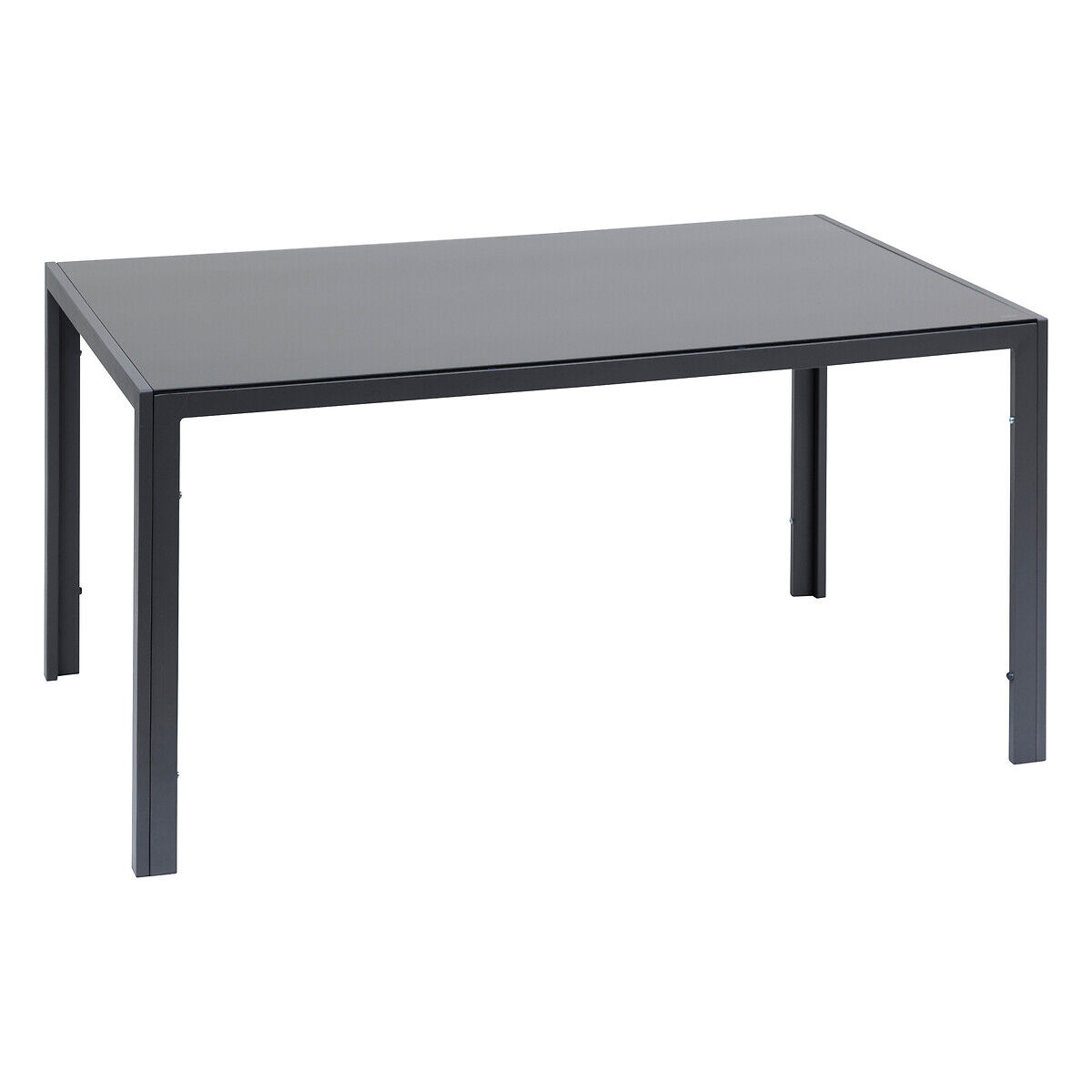 Mesa de exterior em aço e vidro temperado preto