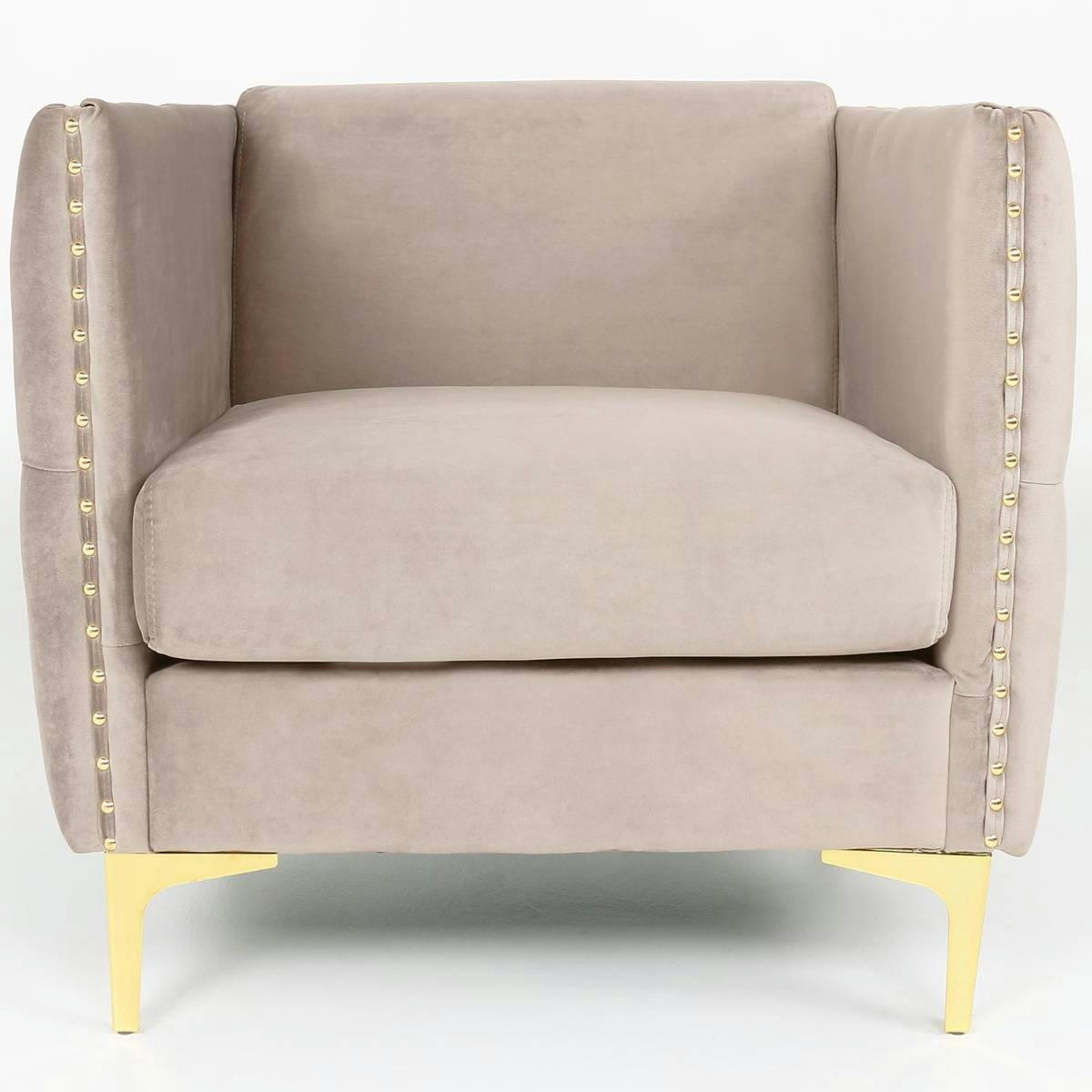 JOSHUA - Fauteuil velours taupe