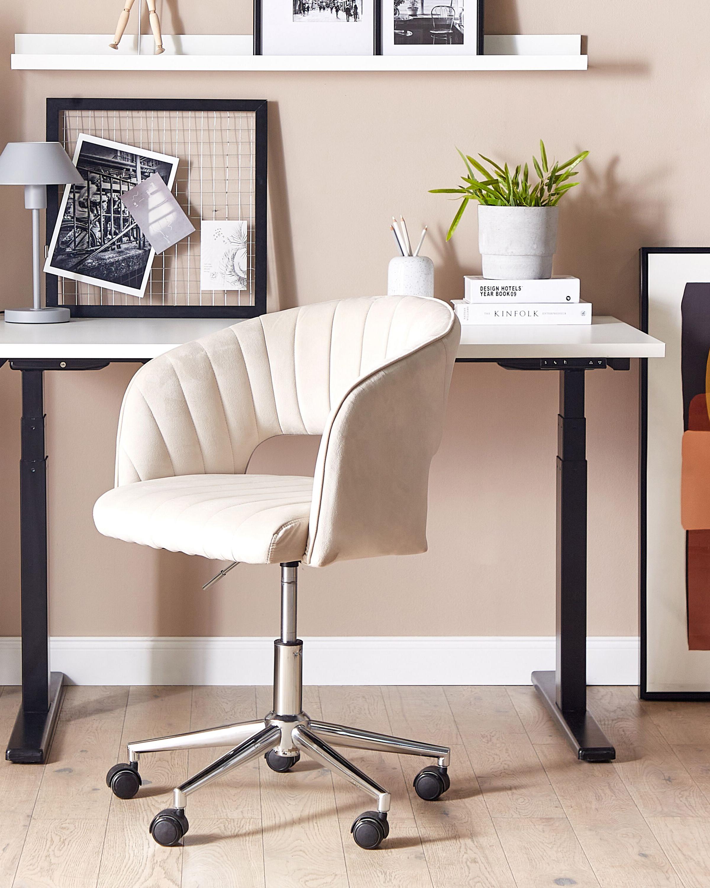 Desk Chair KATONAH Velvet Light Beige