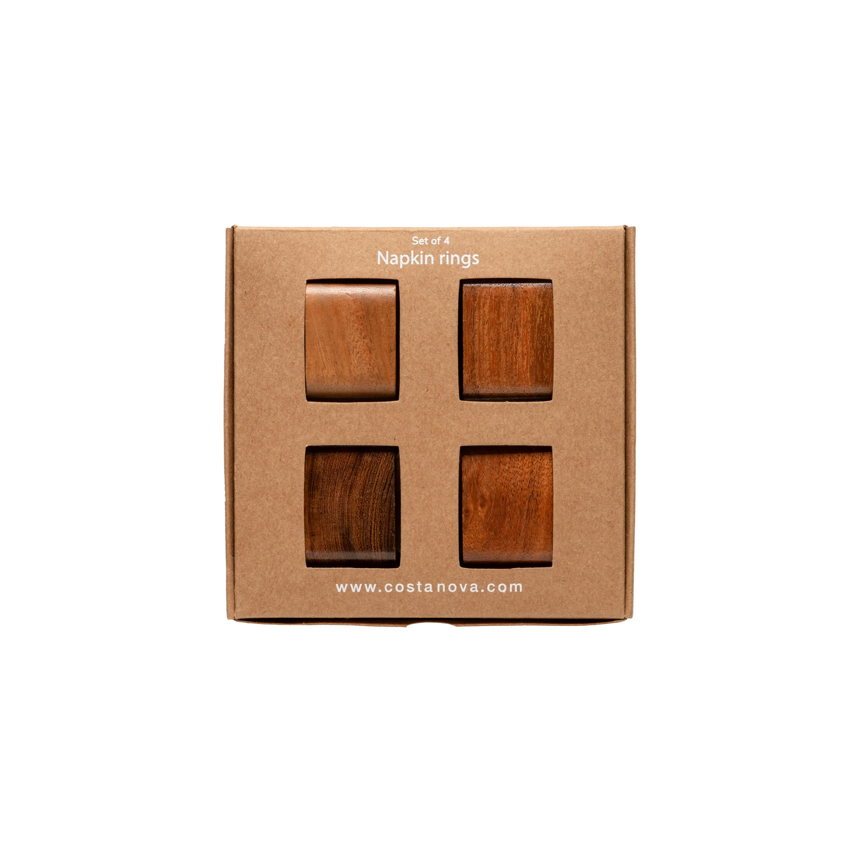 Set 4 Square Wood Napkin Rings Napkin Ring Collection - Wood