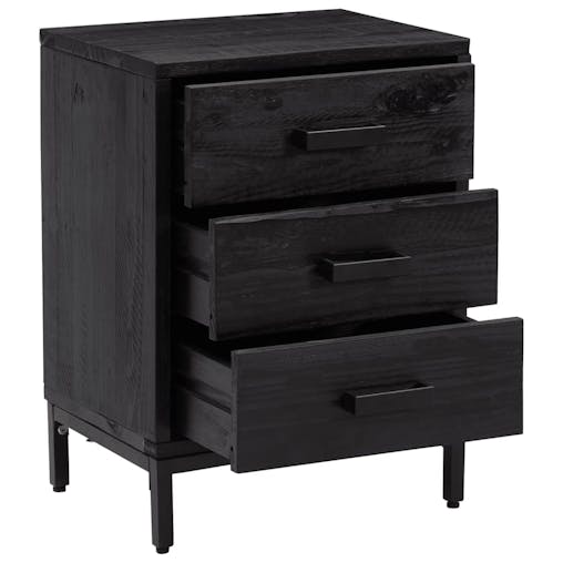 NNEVL Bedside Cabinets 2 pcs Black 36x30x54 cm Solid Wood Pine