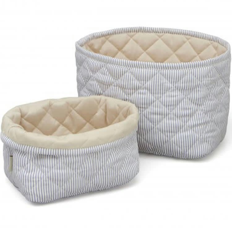 - Lot de 2 paniers de rangement matelassés Classic Stripes Blue