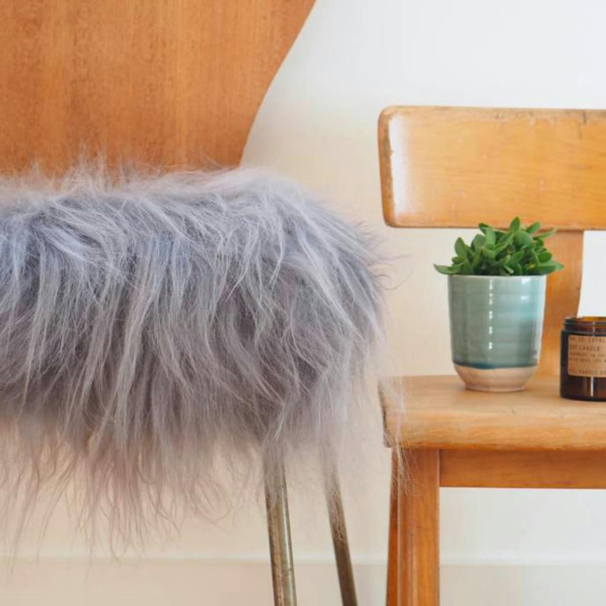 - Galette de chaise en peau de mouton islandais gris